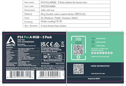 ARCTIC P14 Pro 140mm Black ARGB PWM Pack of 3 image