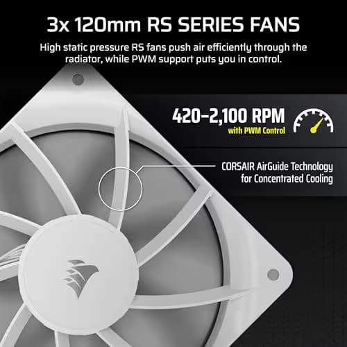 Corsair NAUTILUS 360 RS LCD Water 360mm 72.8 CFM White image