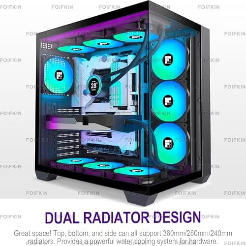 FOIFKIN F600 PC Case - Pre-Installed 7 PWM ARGB Fan, ATX Mid-Tower,  FOIFKIN (Black, F600) image