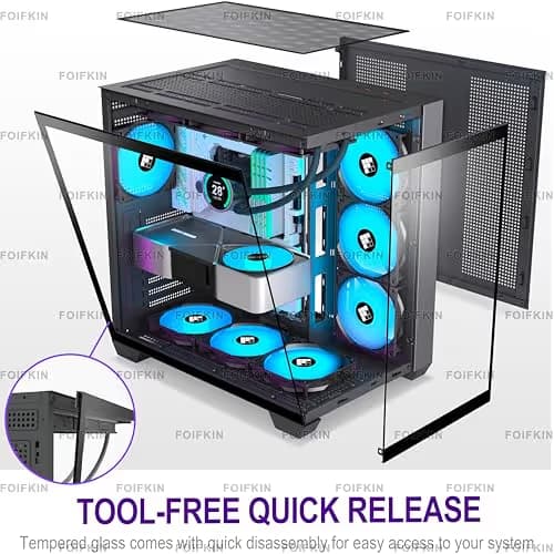 FOIFKIN F600 PC Case - Pre-Installed 7 PWM ARGB Fan, ATX Mid-Tower,  FOIFKIN (Black, F600) image