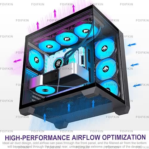 FOIFKIN F600 PC Case - Pre-Installed 7 PWM ARGB Fan, ATX Mid-Tower,  FOIFKIN (Black, F600) image