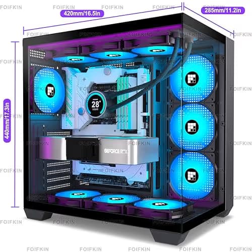 FOIFKIN F600 PC Case - Pre-Installed 7 PWM ARGB Fan, ATX Mid-Tower,  FOIFKIN (Black, F600) image