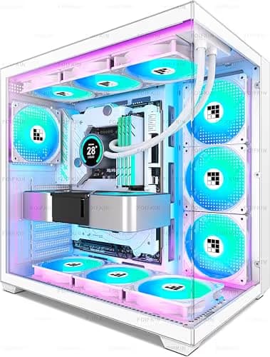 FOIFKIN F600 PC Case - Pre-Installed 7 PWM ARGB Fan, ATX Mid-Tower, FOIFKIN (White, F600) main image