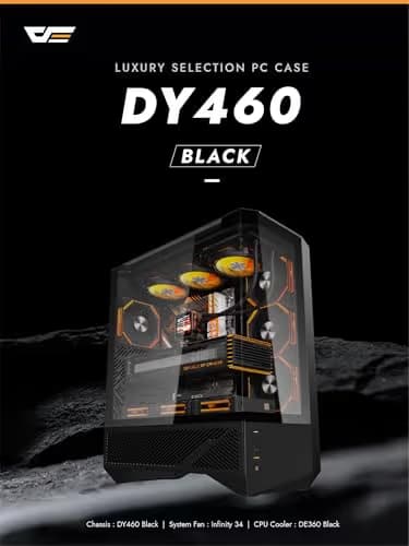 darkFlash DY460 ATX PC Case BLACK 4× ARGB PWM Fans Included image