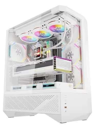 darkFlash DY460 ATX PC Case WHITE 4× ARGB PWM Fans Included image