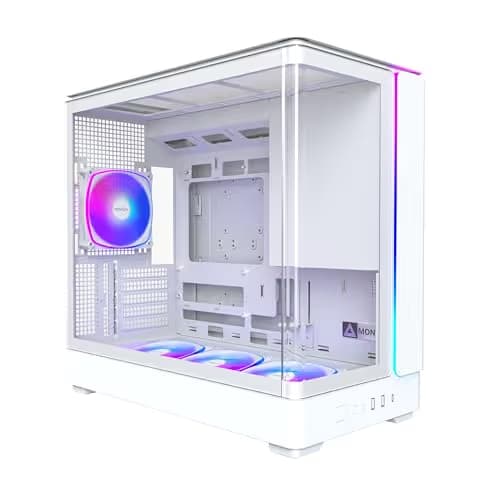 MONTECH King 15 PRO Panoramic Micro-ATX PC Case, 4 ARGB PWM Fans, White image