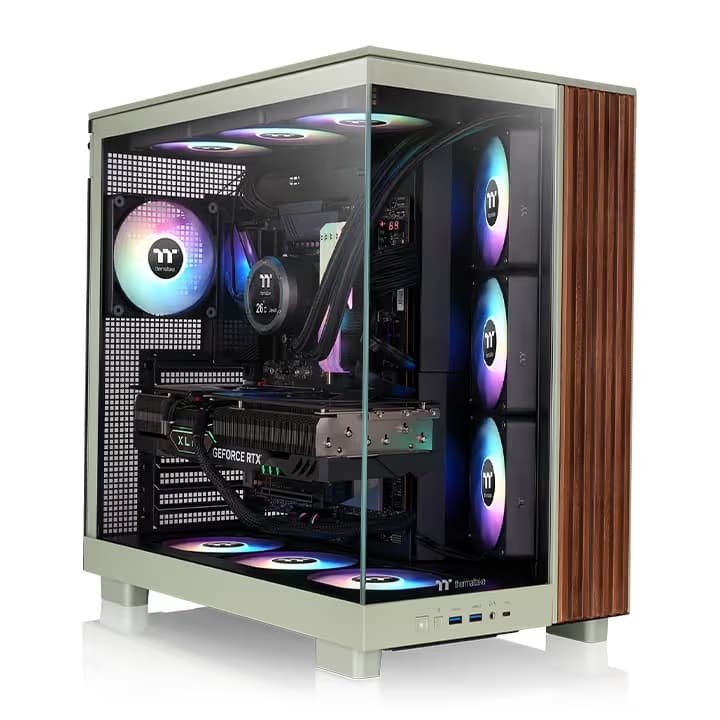 Thermaltake View 380 XL WS ARGB Mid Tower Chassis Wood Edition Matcha Green main image