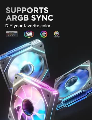 AsiaHorse AMICI-5GT RGB PC Fan, Infinity Mirror ARGB Fan Black 120mm Reverse Blade image