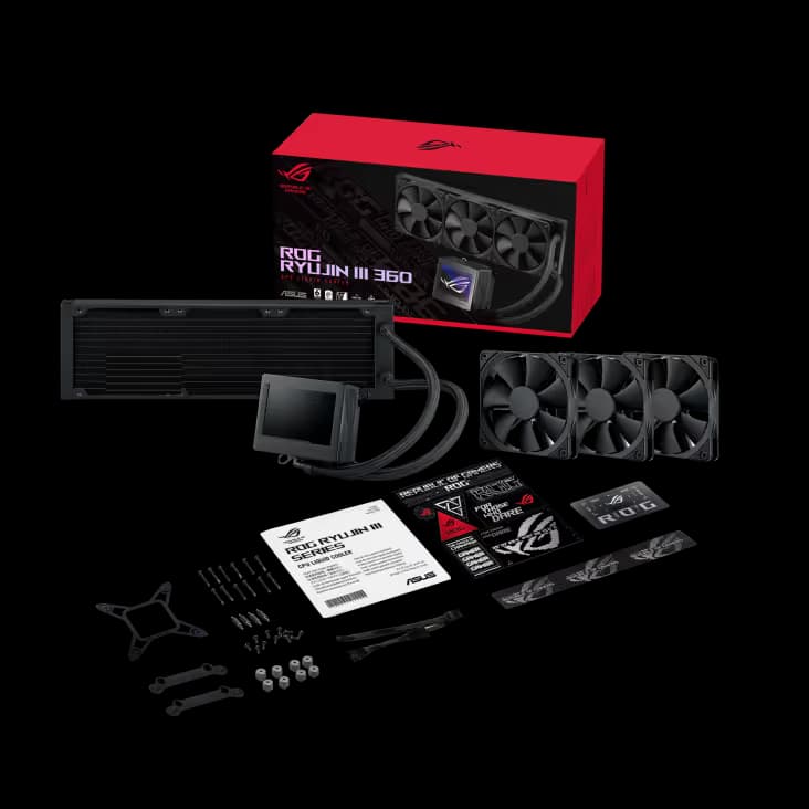 ASUS ROG Ryujin III 360 all-in-one liquid CPU cooler Black with 3.5" LCD image