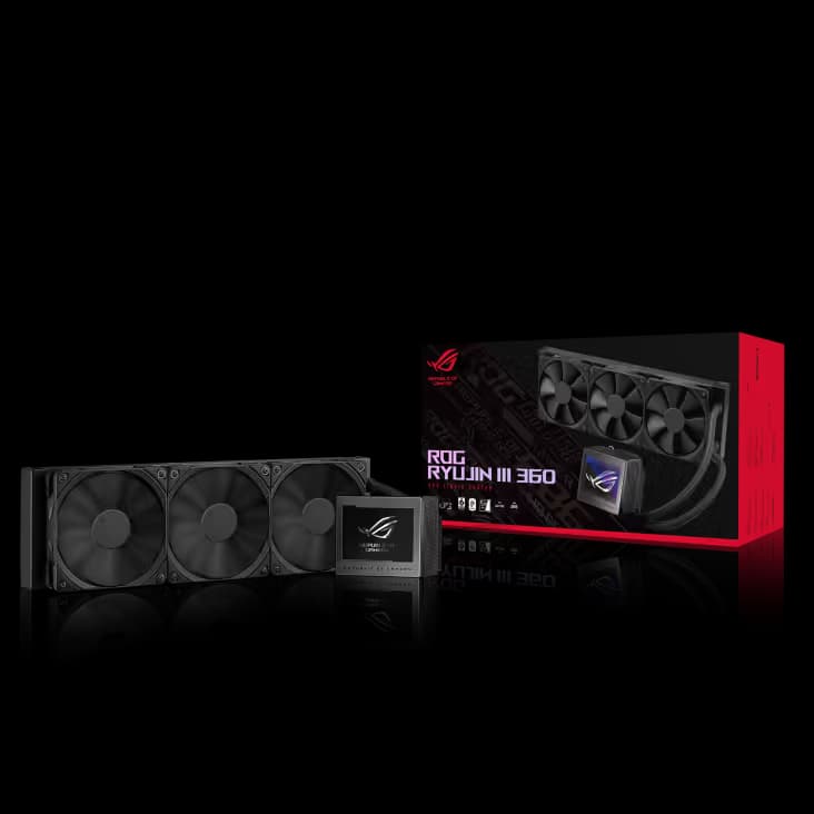 ASUS ROG Ryujin III 360 all-in-one liquid CPU cooler Black with 3.5" LCD image