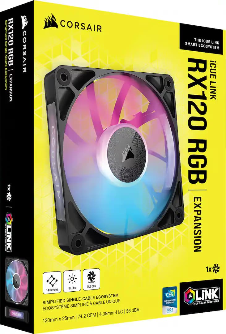 Corsair iCUE LINK RX120 RGB 120mm PWM Single Fan Black image