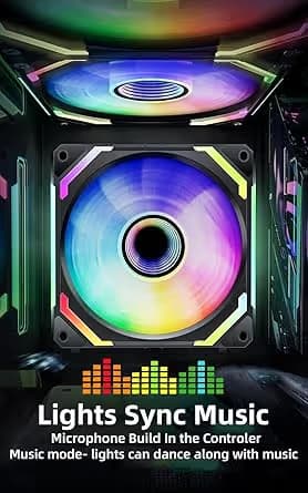 AsiaHorse COSMIQ 120mm PC RGB Fans Computer Case Fans, 5V 3-PIN Connector Daisy Chain PWM Cooling Fan Black image