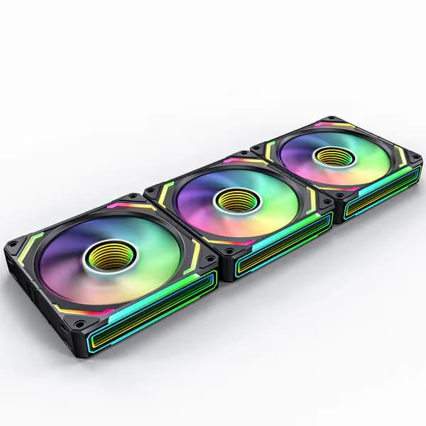 AsiaHorse COSMIQ 120mm PC RGB Fans Computer Case Fans, 5V 3-PIN Connector Daisy Chain PWM Black Pack of 3 image