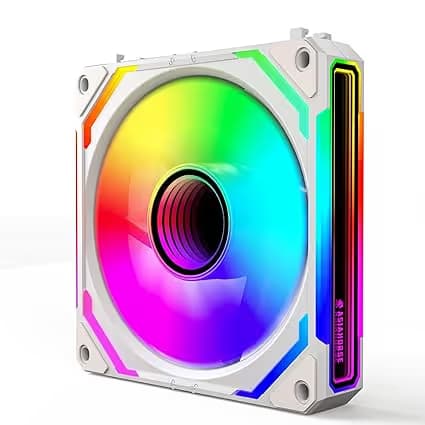 AsiaHorse COSMIQ 120mm PC RGB Computer Case Fans, 5V 3-PIN Connector Daisy Chain PWM Cooling White Pack of 3 image