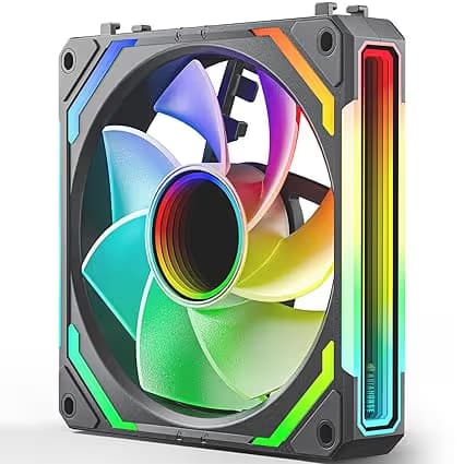 AsiaHorse COSMIQ-RE-Black 120mm Case Fan, Infinity Mirror FDB Reverse Fan with 5V 3-PIN Connector Black image