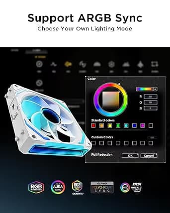 AsiaHorse COSMIQ 120mm Case Fan, Infinity Mirror FDB Reverse Fan with 5V 3-PIN Connector White image