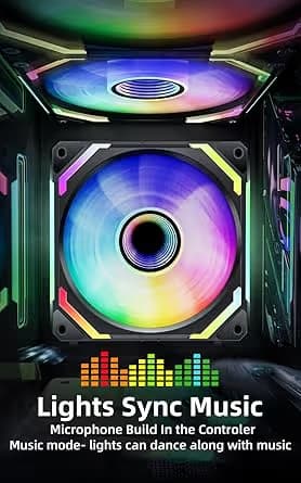 AsiaHorse COSMIQ 120mm Case Fan, Infinity Mirror FDB Reverse Fan with 5V 3-PIN Connector Black Pack of 3 image