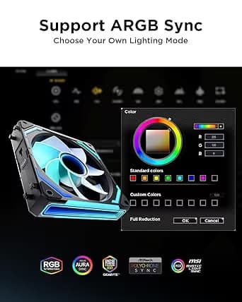 AsiaHorse COSMIQ 120mm Case Fan, Infinity Mirror FDB Reverse Fan with 5V 3-PIN Connector Black Pack of 3 image