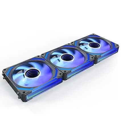 AsiaHorse COSMIQ 120mm Case Fan, Infinity Mirror FDB Reverse Fan with 5V 3-PIN Connector Black Pack of 3 main image
