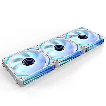 AsiaHorse COSMIQ 120mm Case Fan, Infinity Mirror FDB Reverse Fan with 5V 3-PIN Connector White Pack of 3 main image