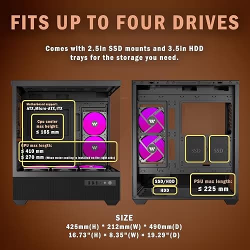 KEDIERS G7 Black 5 ARGB Fans image