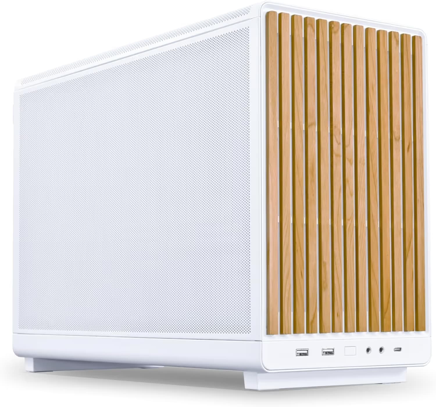 Lian Li A3-mATX Micro ATX Mini Tower White / Brown Wood Mesh Side Panel image