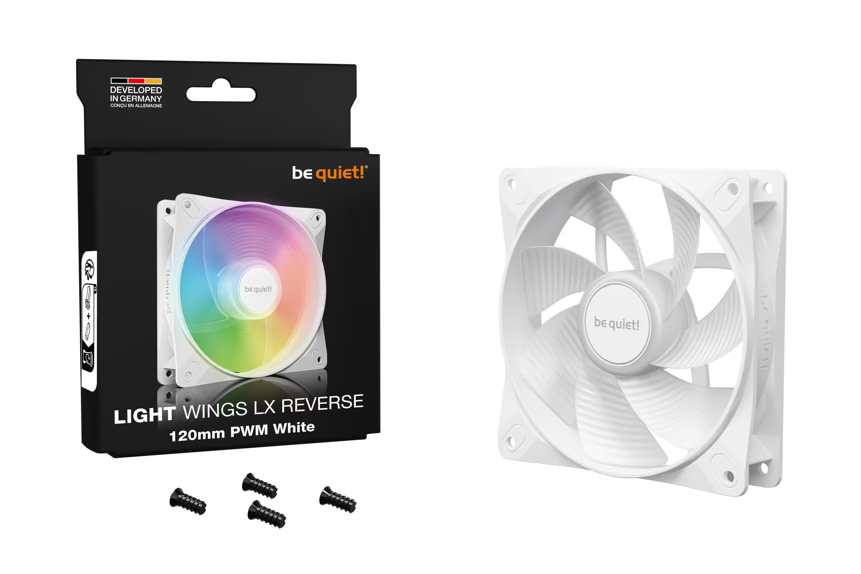 be quiet! Light Wings LX 120mm White ARGB PWM Reverse Blade image