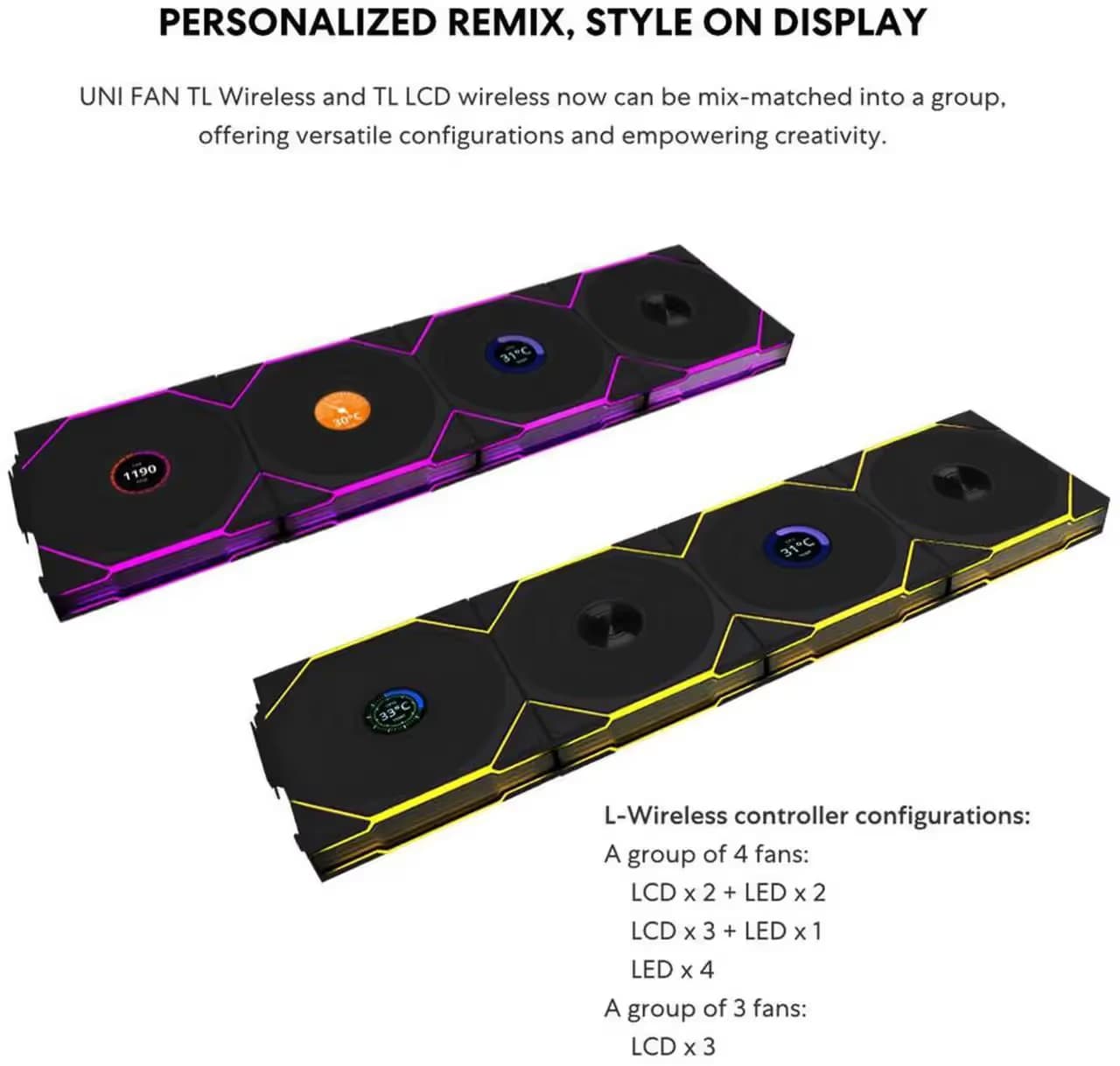 Lian Li UNI FAN TL Wireless 120mm Black ARGB Reverse Blade image