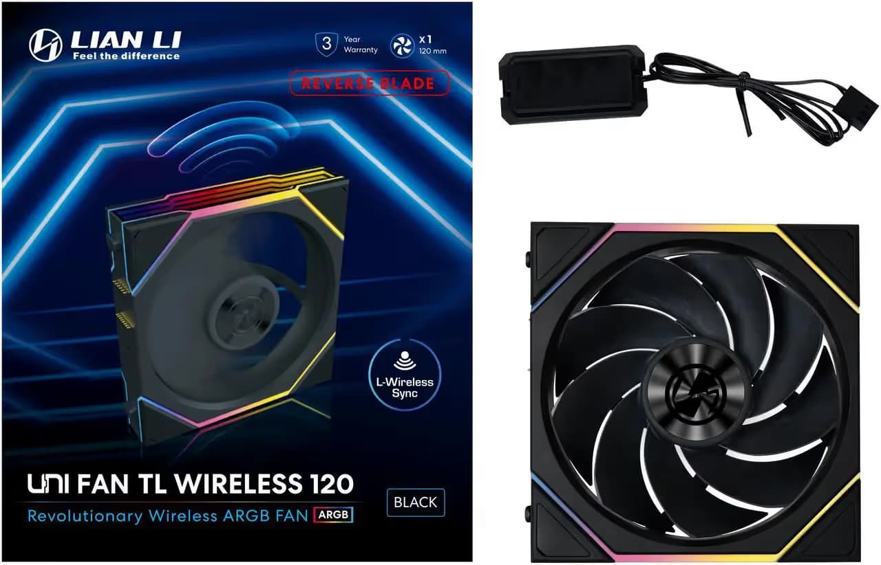 Lian Li UNI FAN TL Wireless 120mm Black ARGB Reverse Blade image