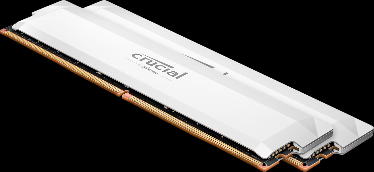 Crucial Pro DDR5-6400 CL38 32GB Kit (16GBx2) UDIMM: OC Gaming Memory White main image