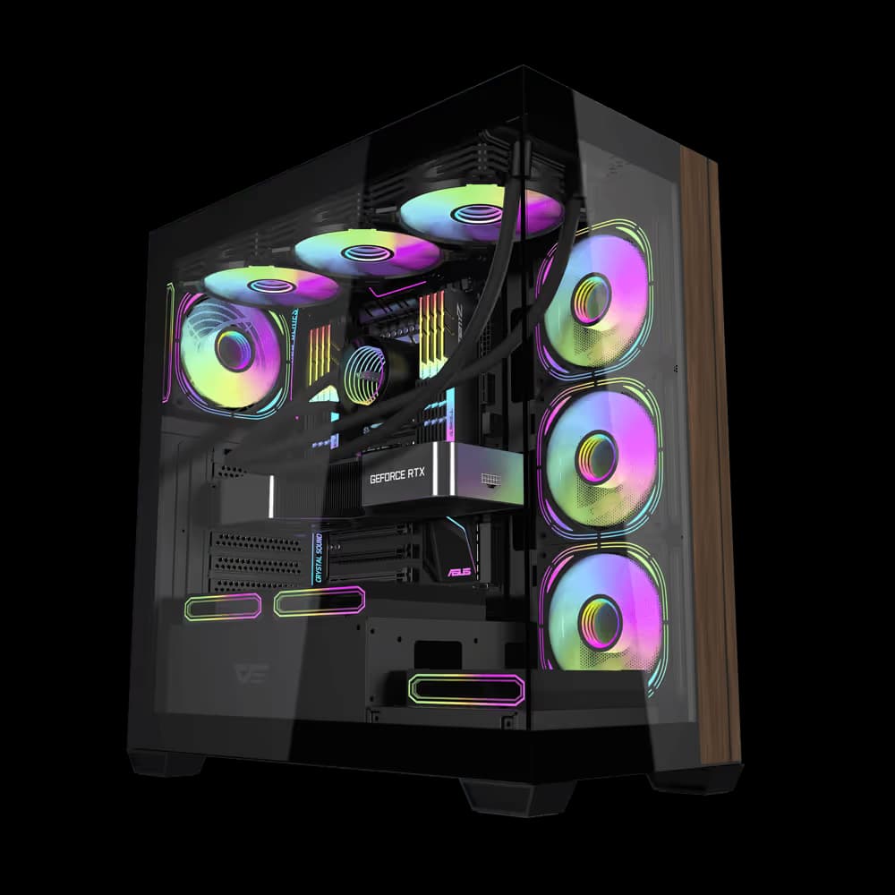 darkFlash DS900W Wood Black ATX Mid Tower main image