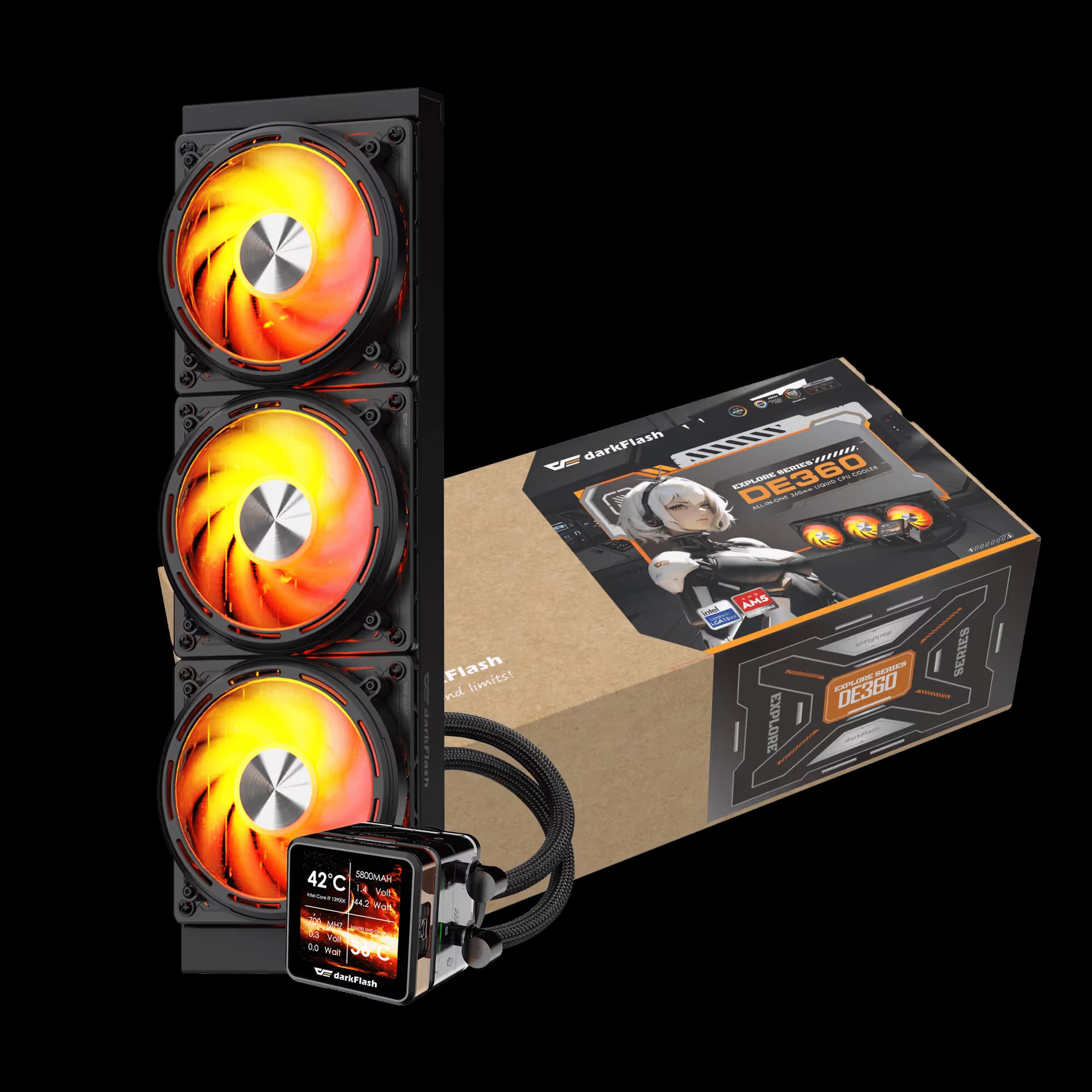 darkFlash EXPLORE DE360 Liquid CPU Cooler Black image