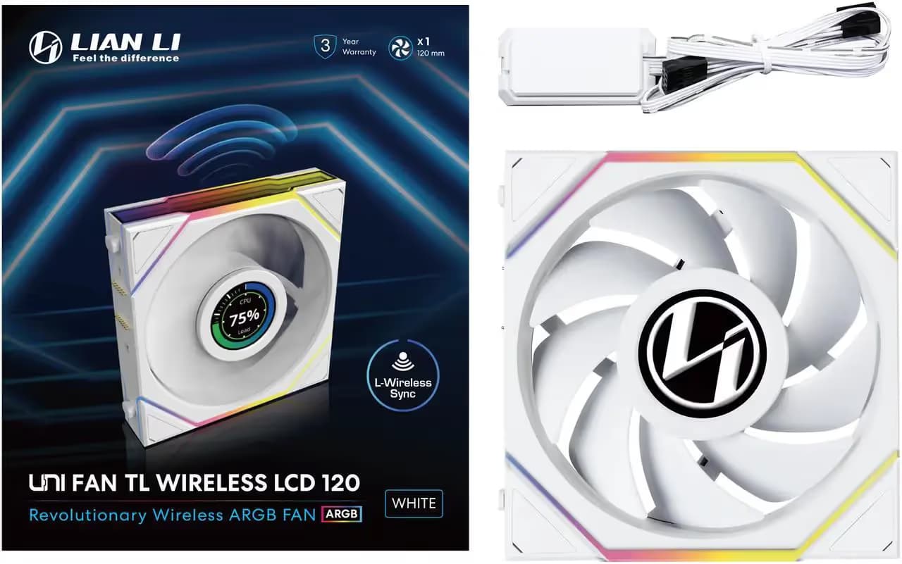 Lian Li UNI FAN TL120 LCD Wireless 120mm White image