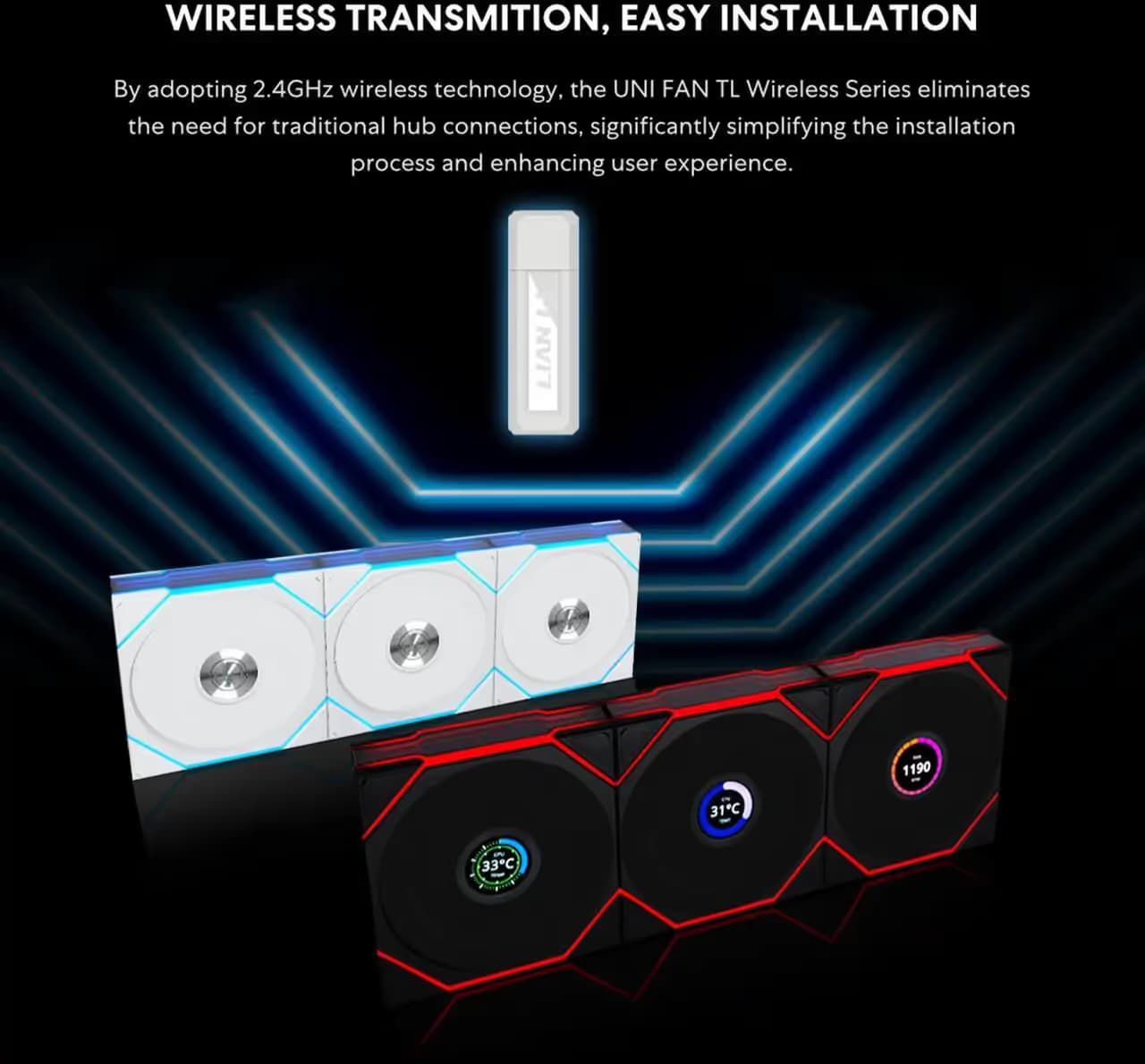  Lian Li UNI FAN TL140 LCD Wireless 140mm White image