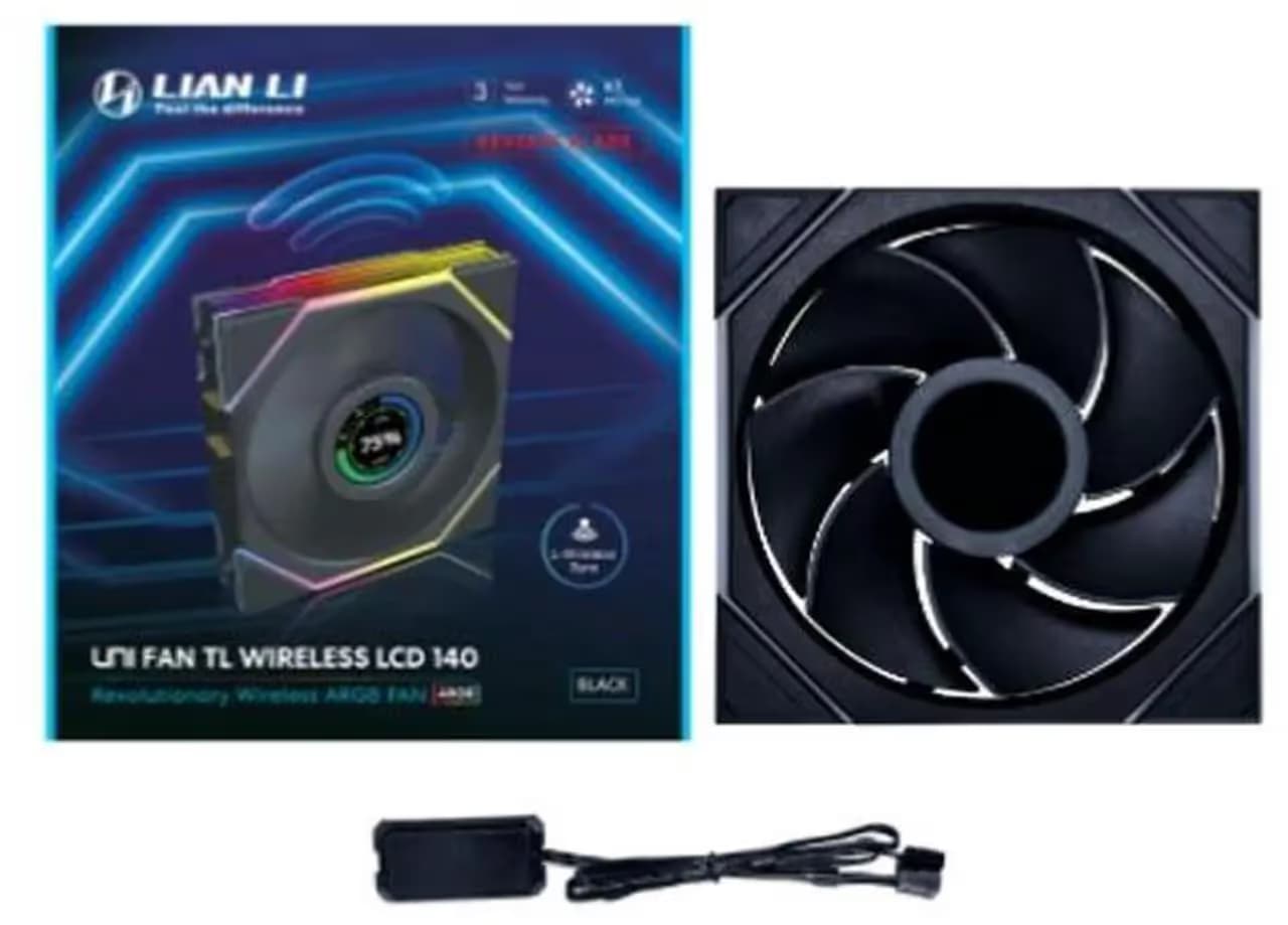 Lian Li UNI FAN TL WIRELESS LCD 140mm REVERSE BLADE Black image