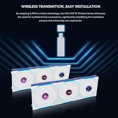 Lian Li UNI FAN TL WIRELESS LCD 140mm REVERSE BLADE White image