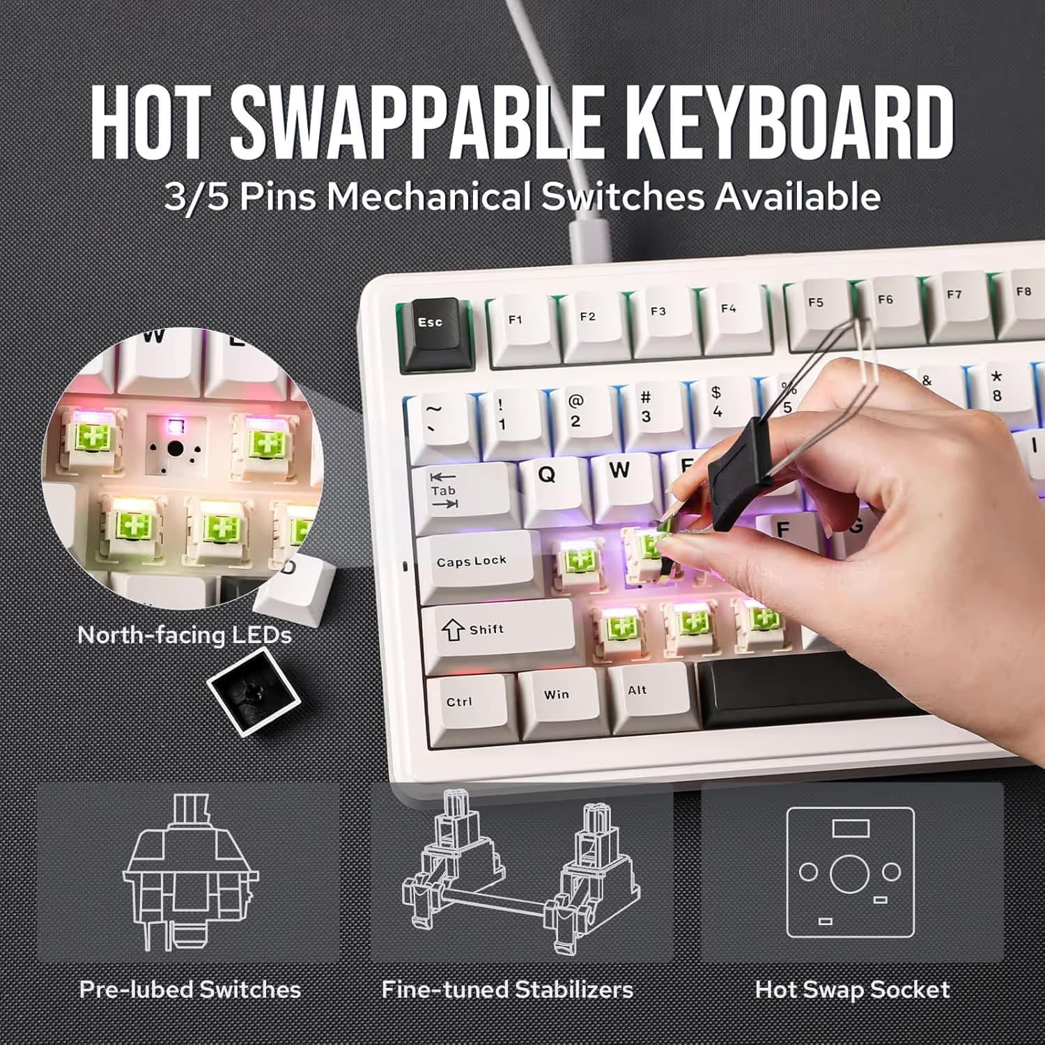 AULA F99 Wireless Mechanical Keyboard - LEOBOG Greywood V3 Switch image