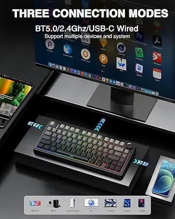 AULA F75 Pro Wireless Mechanical Keyboard - Black image