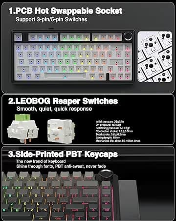 AULA F75 Pro Wireless Mechanical Keyboard - Black image