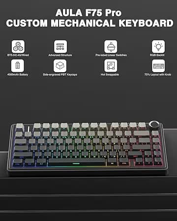 AULA F75 Pro Wireless Mechanical Keyboard - Black image