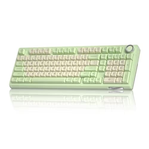 SOLAKAKA KI99 Pro Wireless Mechanical Keyboard Quiet Switch,Hot Swappable Pre-Lubed Switches Silent Keyboard with RGB Backlit,Gasket Structure Computer Gaming Keyboards(GreenWhite, Silent Switch) main image