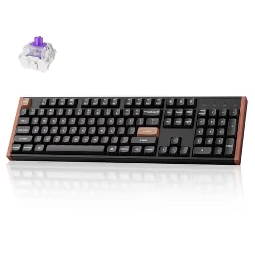 Keychron K10 HE Hall Effect Keyboard Wireless, Magnetic Switch Hot Swappable, Adjustable Actuation Rapid Trigger Mode with Aluminum + Wood Frame, Full-Size Custom RGB for Mac Windows Linux - Black image