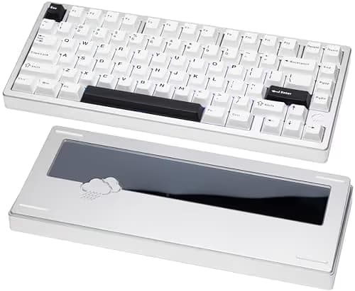 KEEBMONKEY WOBKEY Rainy 75 CNC Aluminum HMX/JWK/Cocoa Switches Triple-Mode Connectivity Mechanical Keyboard with Superior Acoustics, RGB/PP/Mirrored Glass/3500mAh/Violet Switch (Standard - Silver) image