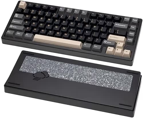 KEEBMONKEY WOBKEY Rainy 75 CNC Aluminum HMX/JWK/Cocoa Switches Triple-Mode Connectivity Mechanical Keyboard with Superior Acoustics, RGB/FR4/Silver SUS304/7000mAh/Cocoa Switch (Pro - Black) main image