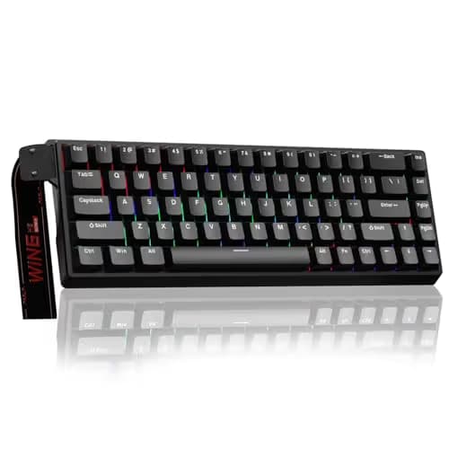 AULA WIN68HE Wired Magnetic Keyboard Black — Gray Wood Magnetic Switch image