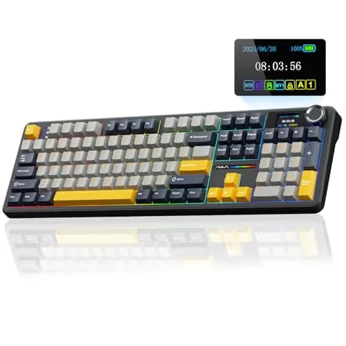 AULA F108 PRO - Wireless Mechanical Keyboard with Screen&Knob,Hot Swappable Gaming Keyboard with 8000mAh Battery,Pre-lubed Switches,RGB Backlit,PBT Keycaps Creamy Sounding Computer Keyboards,104 Keys main image