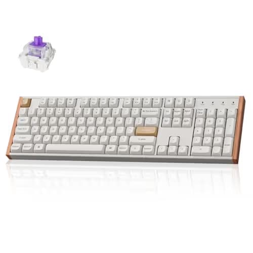 Keychron K10 HE Hall Effect Keyboard Wireless, Magnetic Switch Hot Swappable, Adjustable Actuation Rapid Trigger Mode with Aluminum + Wood Frame, Full-Size Custom RGB for Mac Windows Linux - White image