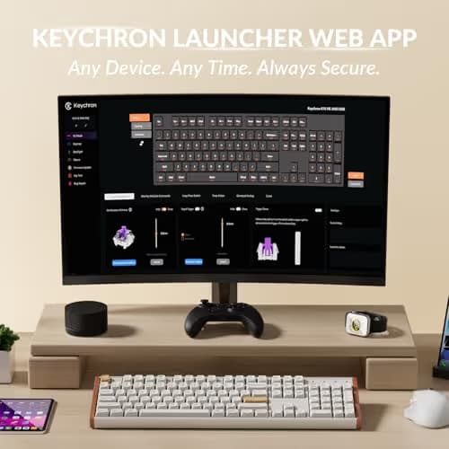 Keychron K10 HE Hall Effect Keyboard Wireless, Magnetic Switch Hot Swappable, Adjustable Actuation Rapid Trigger Mode with Aluminum + Wood Frame, Full-Size Custom RGB for Mac Windows Linux - White image