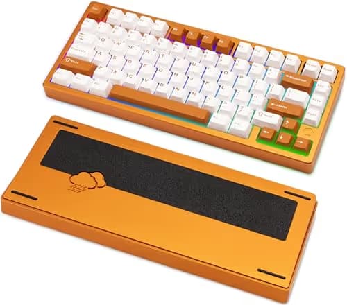 KEEBMONKEY WOBKEY Rainy 75 Aluminum HMX/JWK Switches Mechanical Keyboard with Superior Acoustics, Wired, BT, 2.4G Wireless Connectivity (Pro Orange(Stainless Steel Weight)) main image