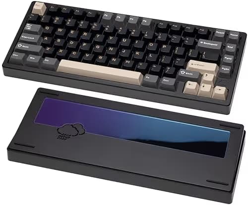 KEEBMONKEY WOBKEY Rainy 75 CNC Aluminum HMX/JWK/Cocoa Switches Triple-Mode Connectivity Mechanical Keyboard with Superior Acoustics, No RGB/PP/Gradient Glass/3500mAh/Violet Switch (Lite - Black) main image